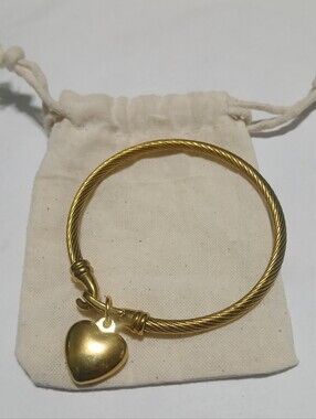 Puff Heart Cable Bangle Bracelet